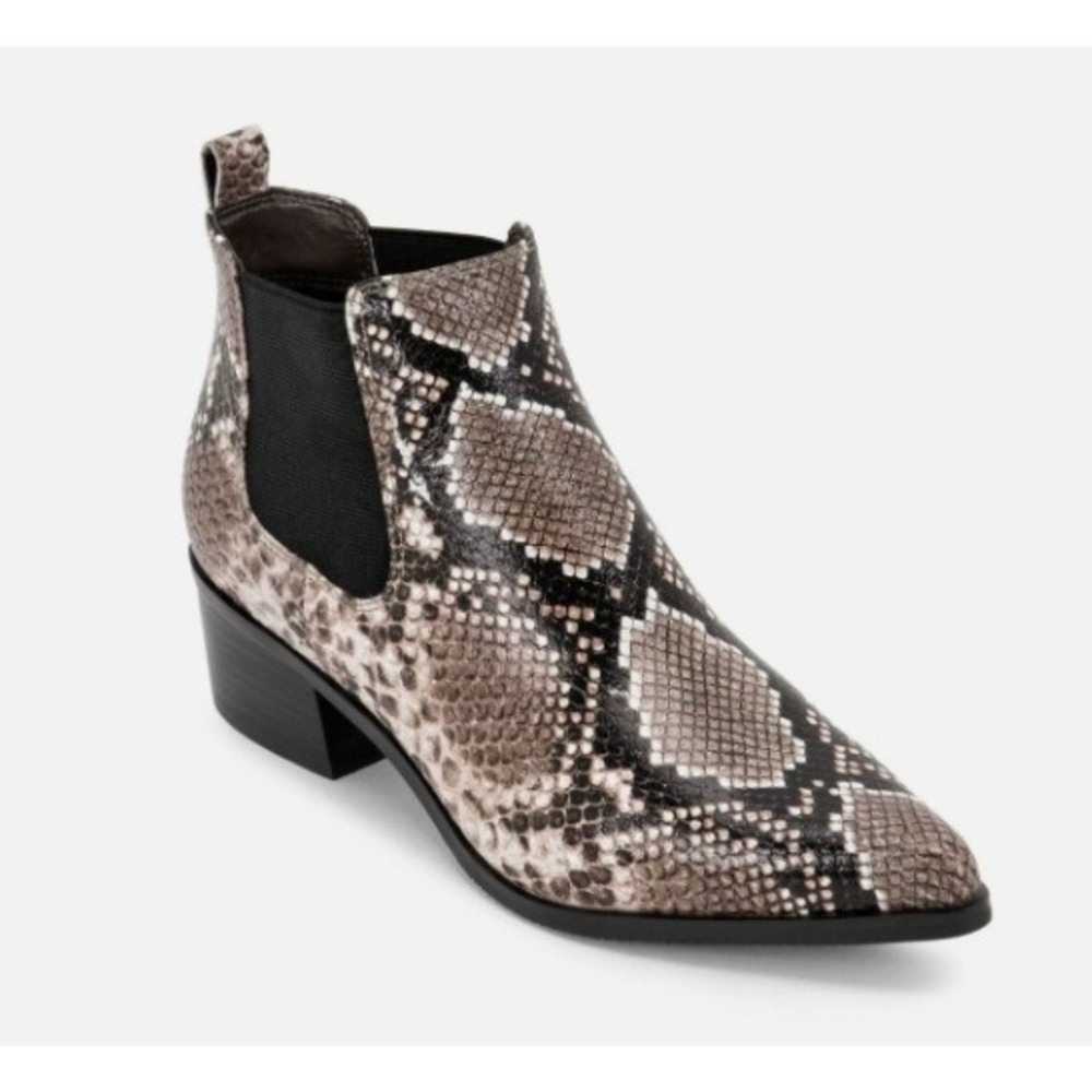 Blondo Emelia Waterproof‎ Brown Snake Leather Ankle Boots Womens 9 M